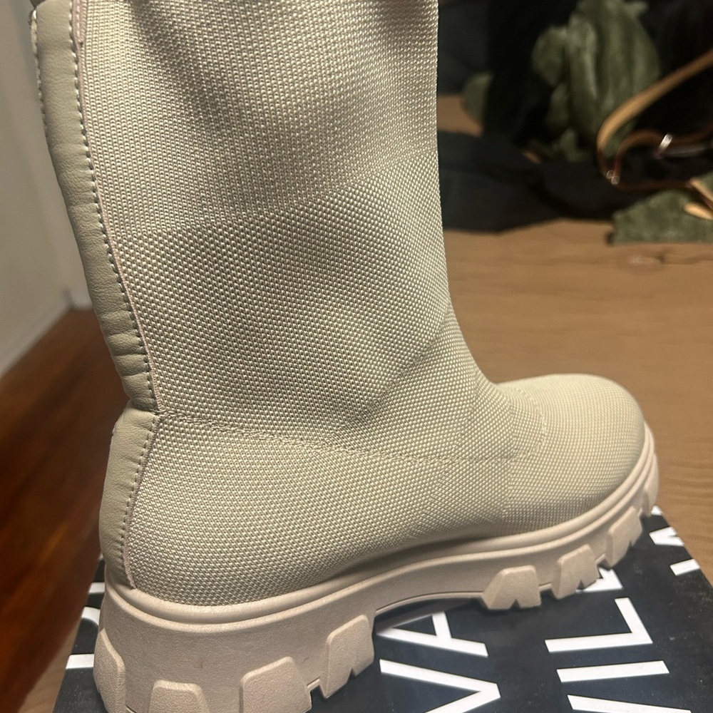 Wild Diva Cream Combat Boots